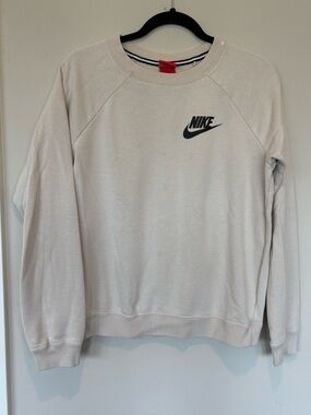 Nike Cream Crewneck Sweatshirt with Black Swoosh